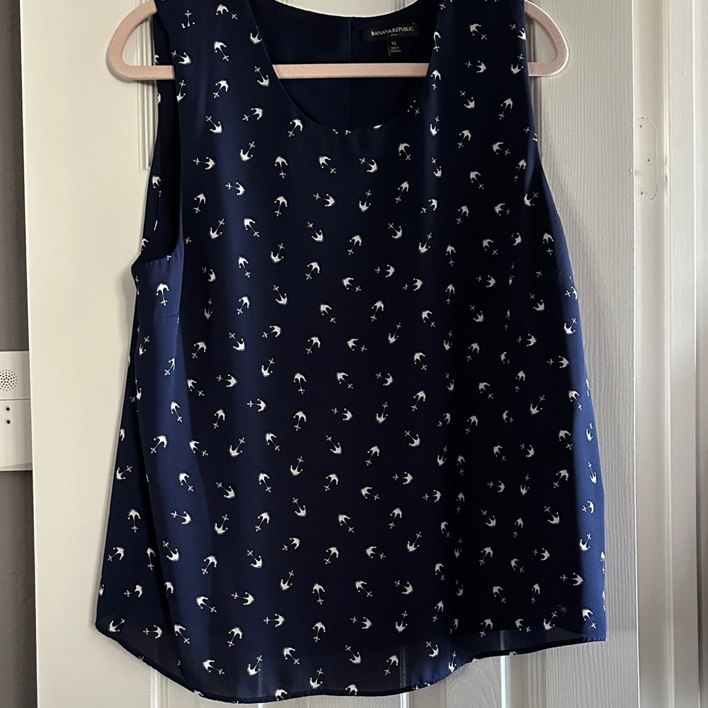 Banana Republic Blue Blouse with Nautical Print